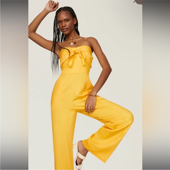 Derek Lam Collective Yellow Strapless Linen Jumpsuit – EU 48 / US 12 (Large) - Picture 2 of 14